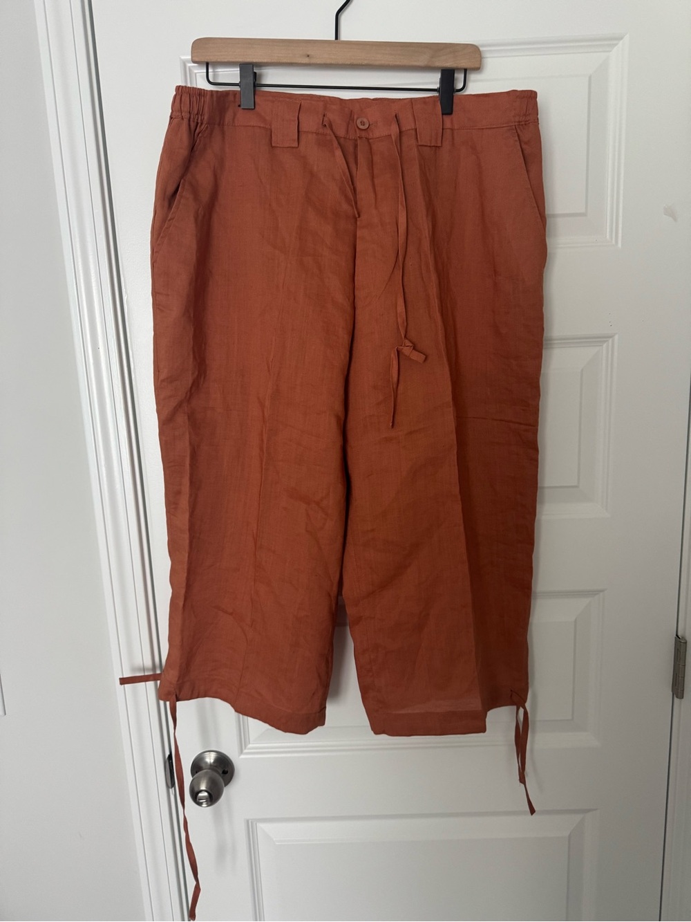 Plus-Size Rust Drawstring Culotte Trousers - Picture 2 of 9